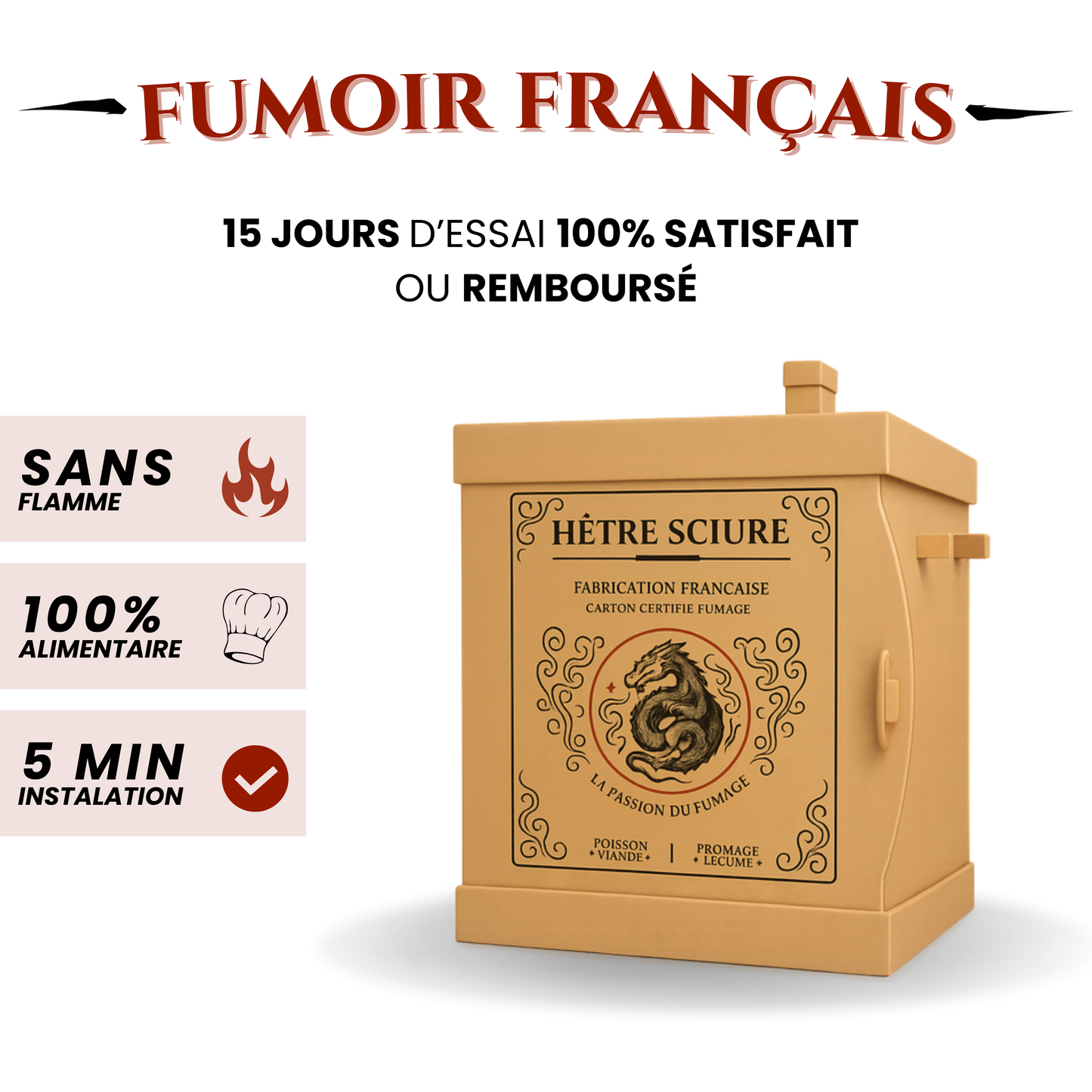 Fumoir à froid maison en kit complet, équipement simple et accessible pour débuter le fumage à froid chez soi