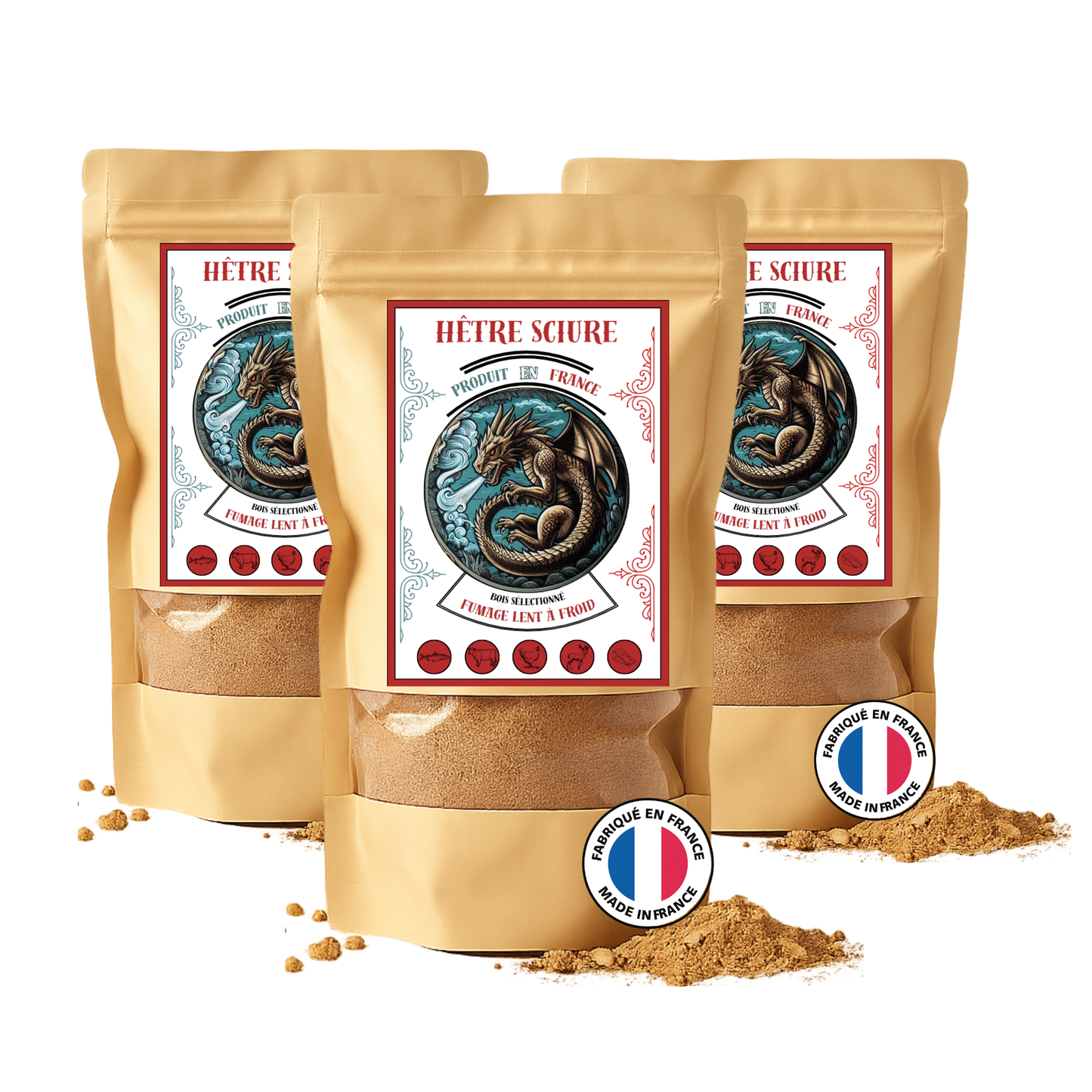 Sciure de hêtre pour Fumage à Froid | Combustion régulière - Qui ne s’éteint Pas | Production Artisanal | Utilisé par Les PROFESIONNELLE (Saumonier et Charcuterie) | 100% Français | 3KG Hêtre sciure