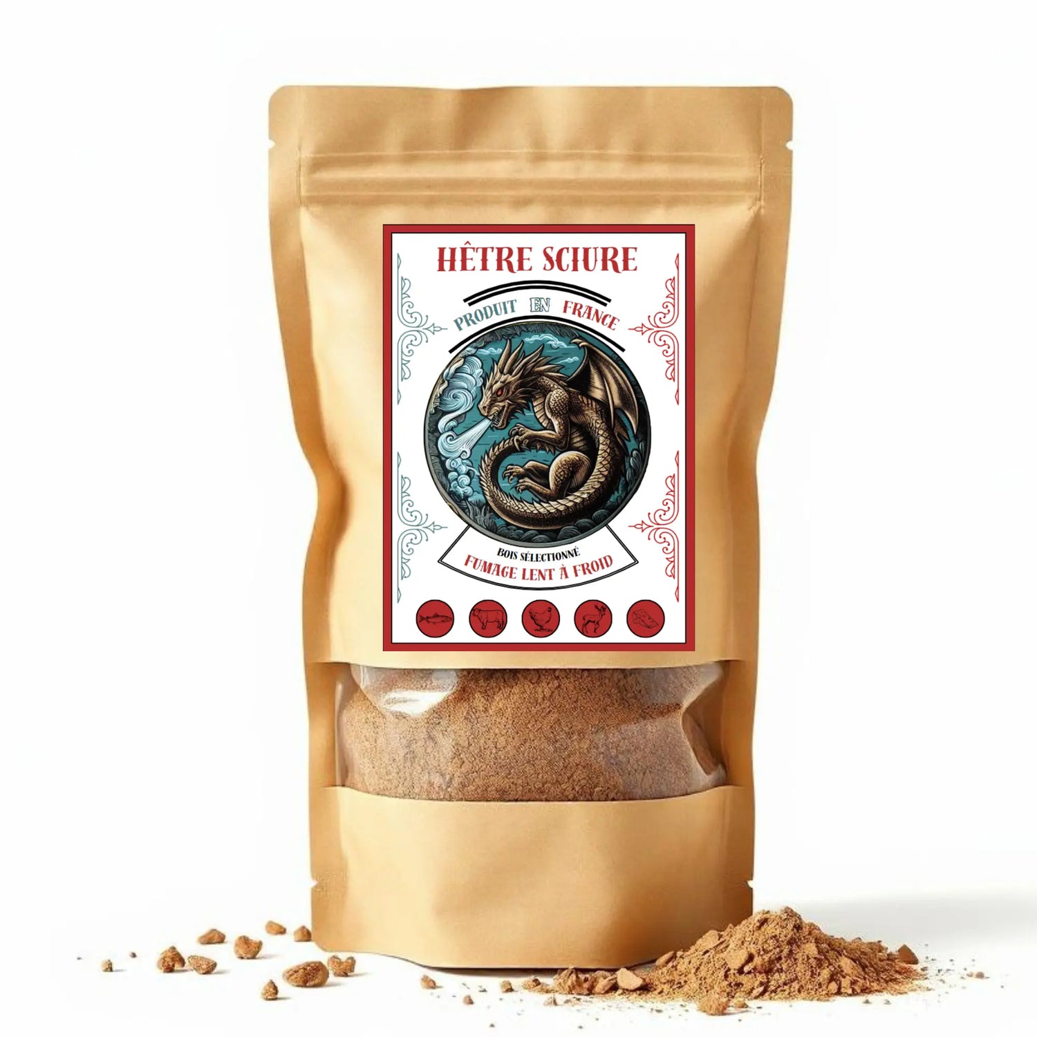 Sciure de bois de hêtre 100% naturelle pour fumage à froid et à chaud, idéale pour viandes, poissons et fromages. Apportez des saveurs authentiques à vos préparations.